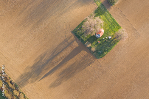 aerial photo of a small chapel photo