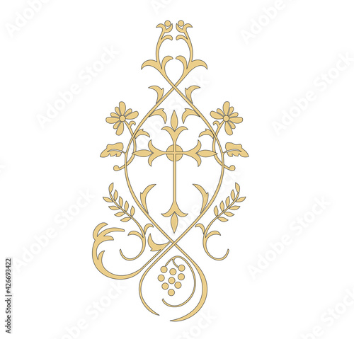 IHS SYMBOLS OF THE CATHOLIC CHURCH, WITH CROSSES DECORATED FOR SACRED DRESSES