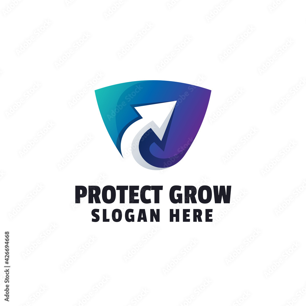 Protect Grow Gradient Logo Template Protect Grow Gradient Logo Template