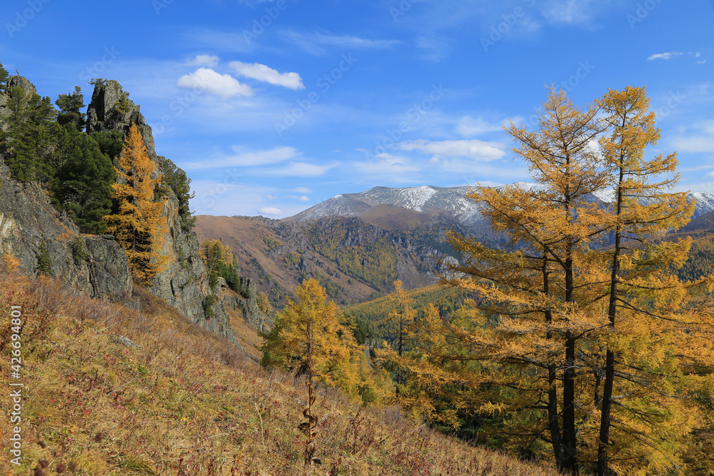 Autumn in Altai mountains, Ust-Koksinsky district, Altai republic, Russia