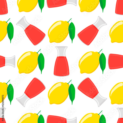 Illustration on theme big colored lemonade in lemon jug
