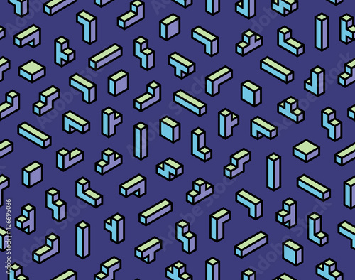 3d toy block video game seamless pattern