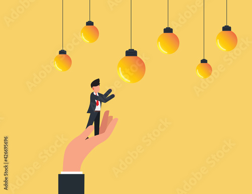 Businessman with big help hand get. business teamwork concept