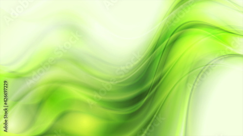 Vibrant green elegant smooth blurred waves abstract motion background