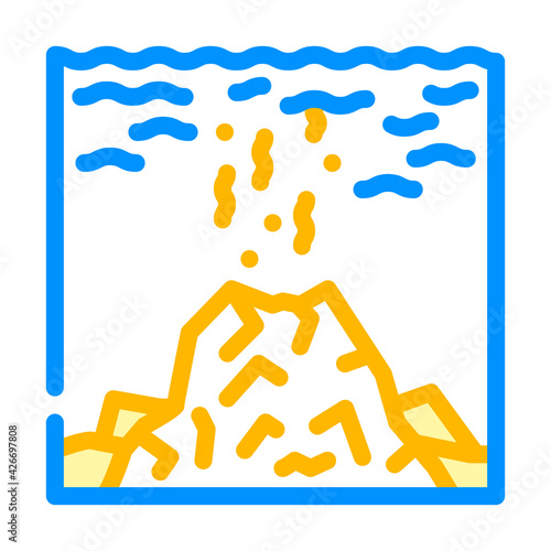 volcano under water color icon vector. volcano under water sign. isolated symbol illustration