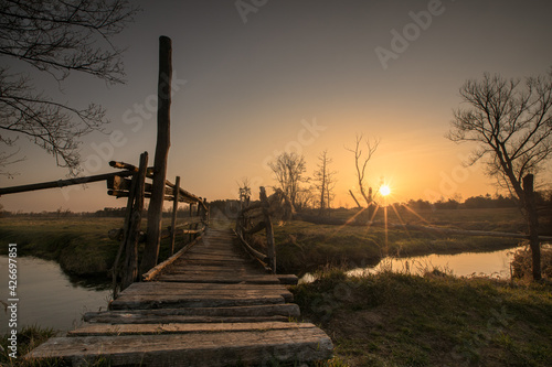 sunset over the river