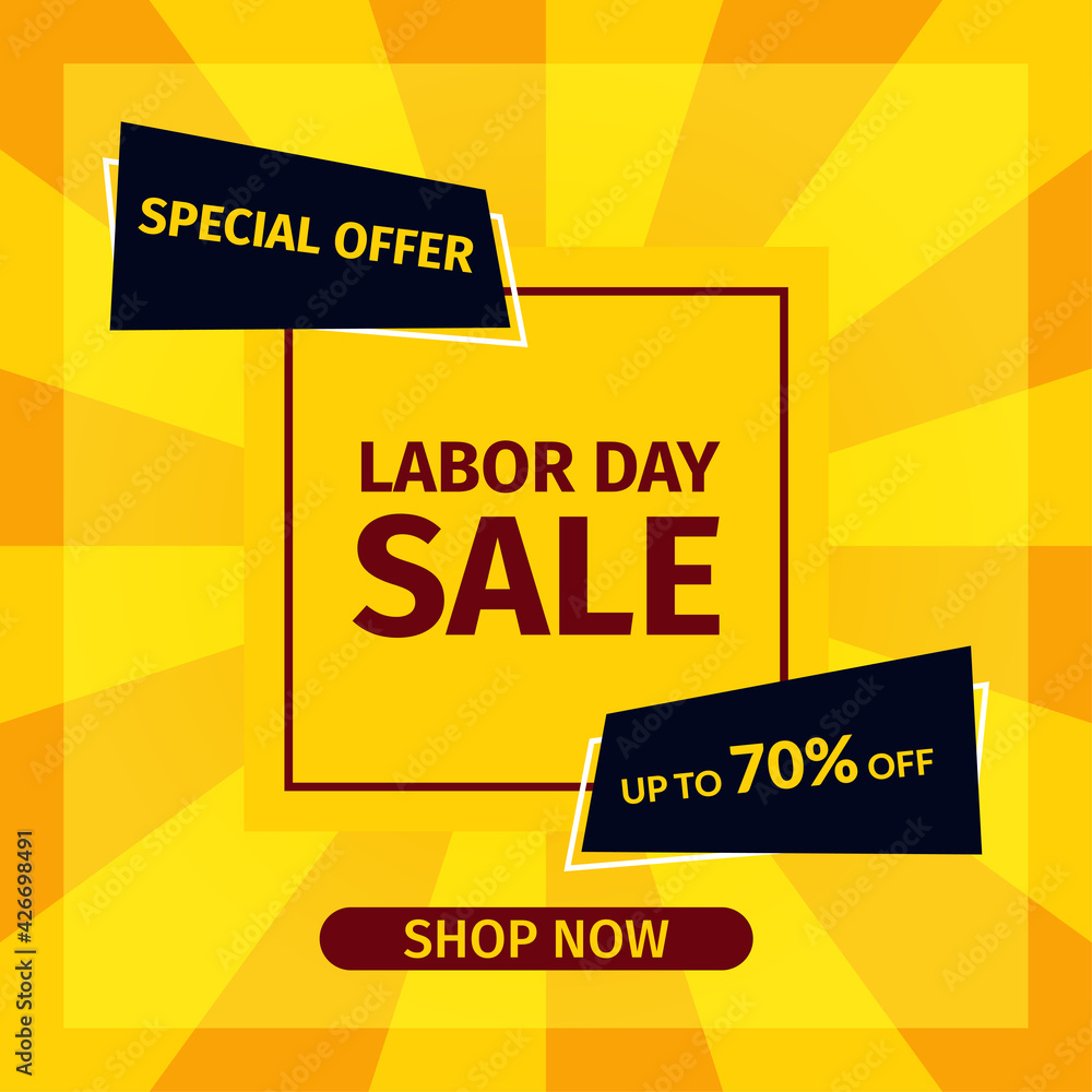 Sale banner template design. Labor Day Sale Special offer with yellow style for web and social media marketing best price in vector Sale banner template design. Labor Day Sale Special offer with yellow style for web and social media marketing best price in vector