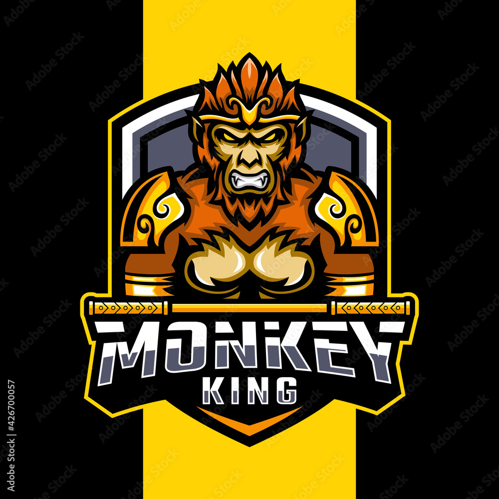 Monkey King mascot logo. esport logo design Stock Vector | Adobe Stock