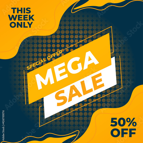 Sale banner template design. Special offer. Mega sale and Big sale for web and social media marketing best price in vector