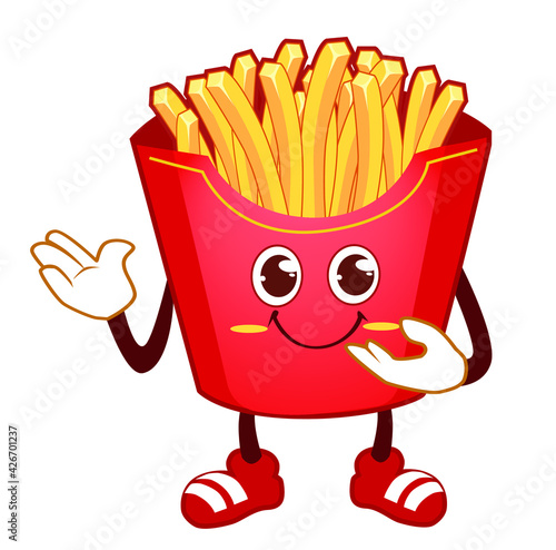 french fries mascot cartoon in vector