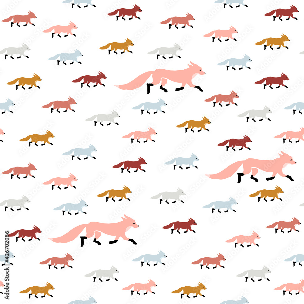 Fox with cubs seamless pattern stock illustration. Fox with cubs seamless pattern stock illustration.