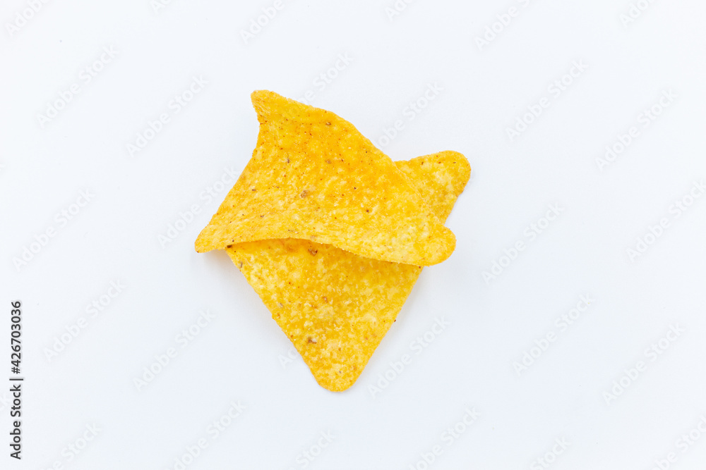 Corn chips , nachos isolated on white background Corn chips , nachos isolated on white background