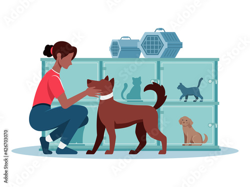 Vector illustration a cute dog from of animal shelter