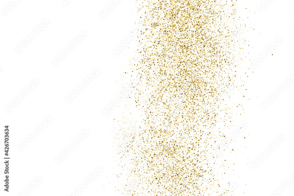 Gold Glitter Texture Isolated On White. Amber Particles Color. Celebratory Background. Golden Explosion Of Confetti. Vector Illustration, Eps 10. Gold Glitter Texture Isolated On White. Amber Particles Color. Celebratory Background. Golden Explosion Of Confetti. Vector Illustration, Eps 10.