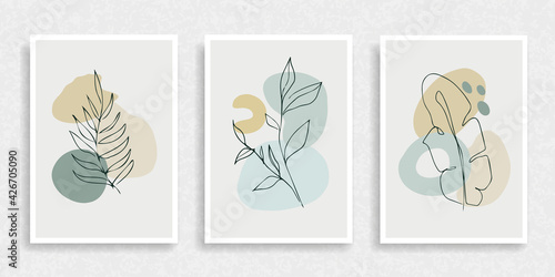 Abstract plant art poster vector set