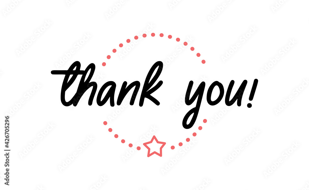 Thank you lettering message. Hand drawn style typographic message with ornaments. Thank you lettering message. Hand drawn style typographic message with ornaments.