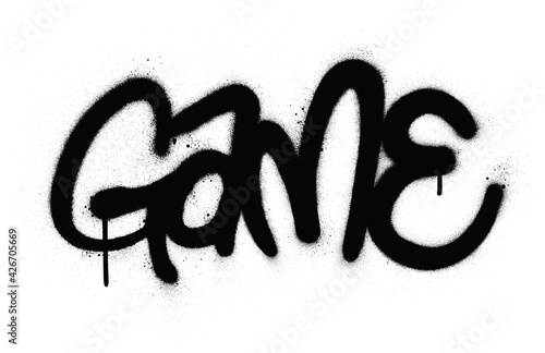 graffiti curved game word in black over white