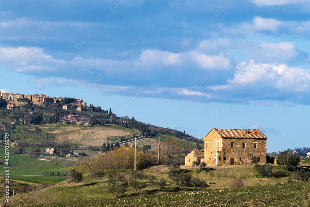 old house to renovate in the countryside. Concept of real estate in small countries. Tuscany, Italy.