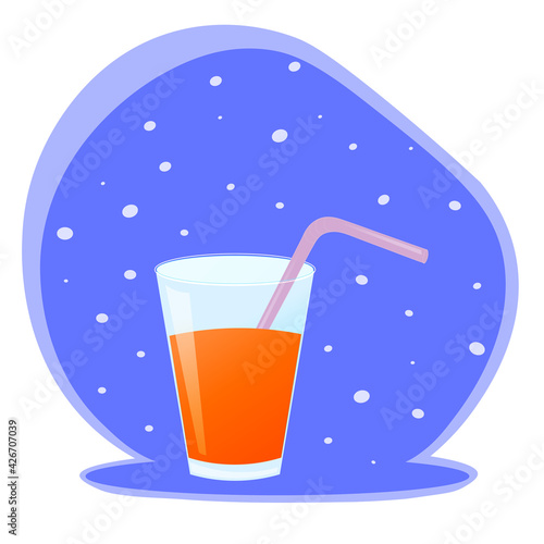 Glass of natural orange juice. You can use label design template, in the shop, the card or stickers and prints.