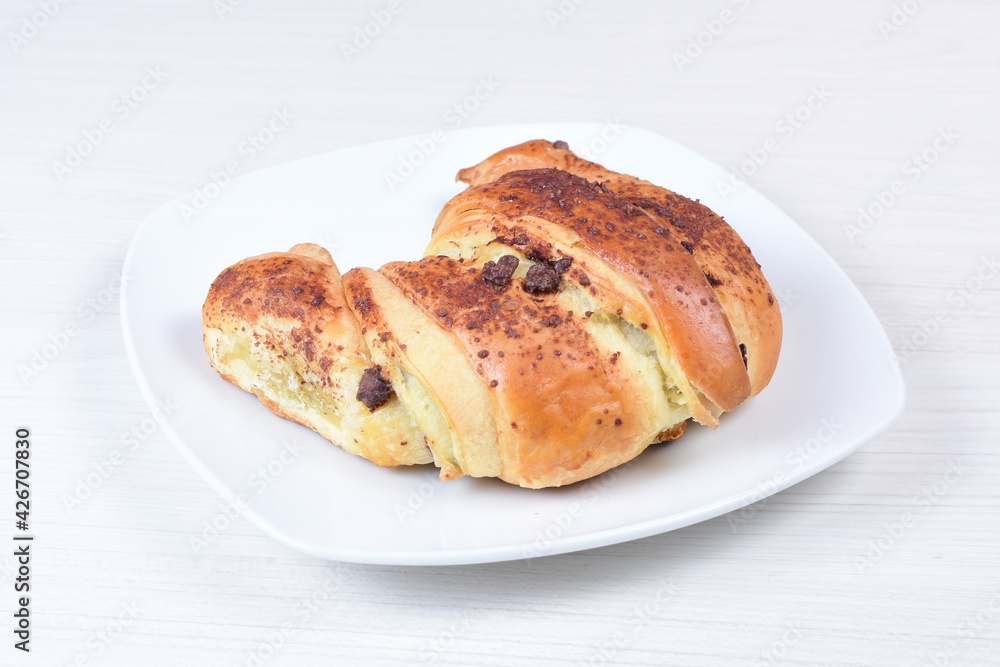 Cheese bread, on white wooden background