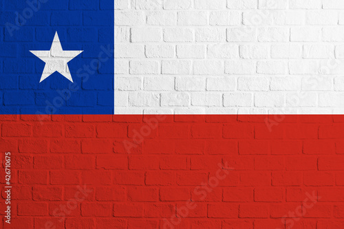 Flag of Chile. Brick wall texture of the flag of Chile photo