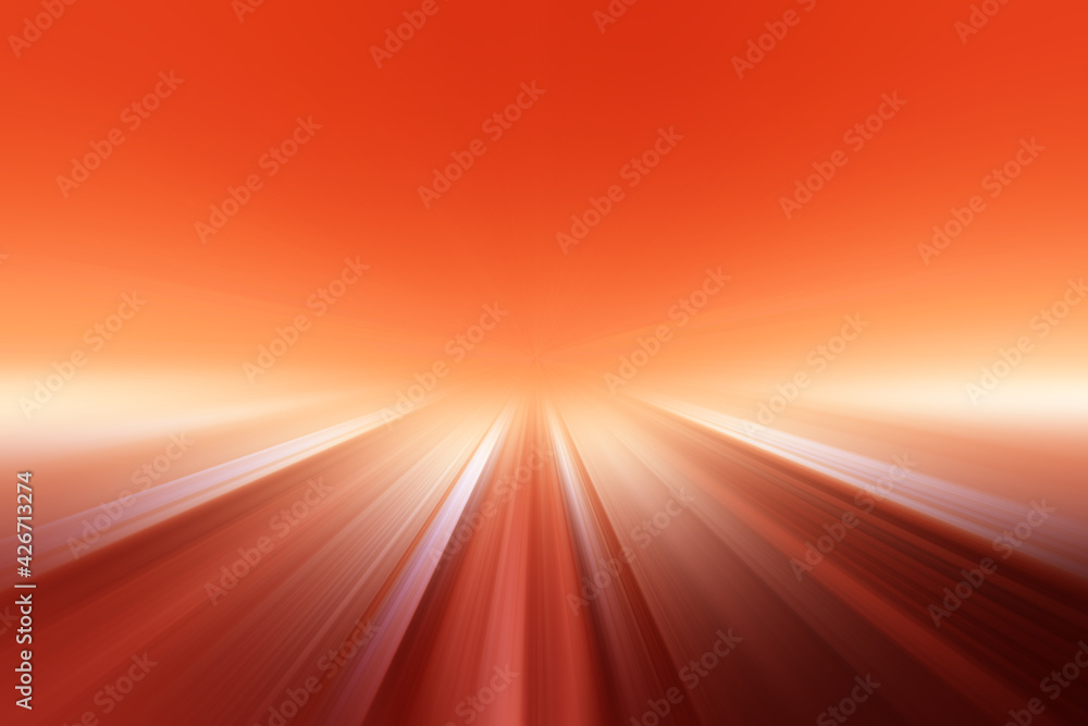 Abstract radial blur zoom surface in coral, pink, brown tones. Abstract warm coral background with radial, radiating, converging lines. The background is divided into two parts.	