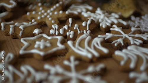 Christmas cookies beautifully decorated close-up 4K