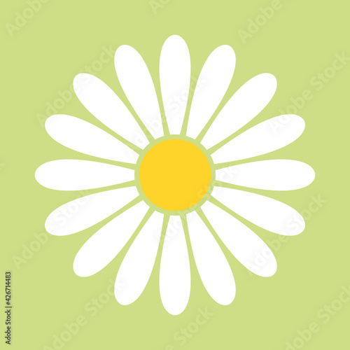 Fototapeta Naklejka Na Ścianę i Meble -  Daisy or Chamomile Flower on Green Meadow Icon. Vector Image.