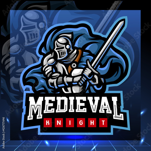Medieval knight mascot. esport logo design