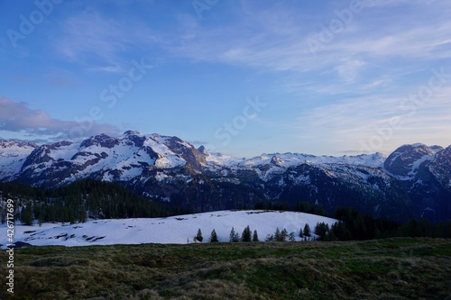 Sunset in the Bavarian Alps in Berchtesgaden