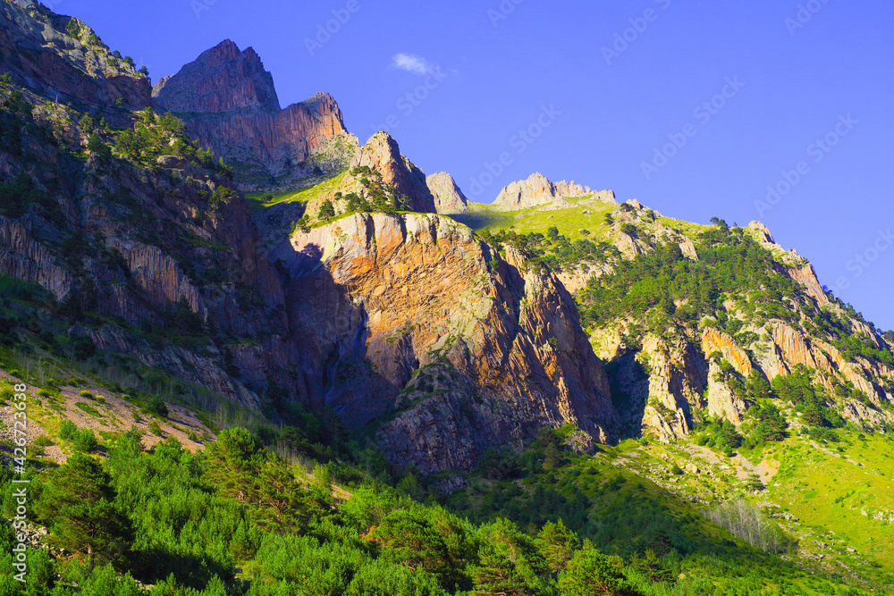 Steep cliffs near the Abai-Su waterfall in the Chegem gorge