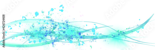 Panorama von frische, sommerliche gezeichnete Spritzer und Wellen. Vektor mit Flecken und Flüssigkeit. Isoliert vor weißem Hintergrund