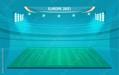 Soccer European championship 2021. soccer playing field with strategy elements. set of infographic elements. Vector illustration. 