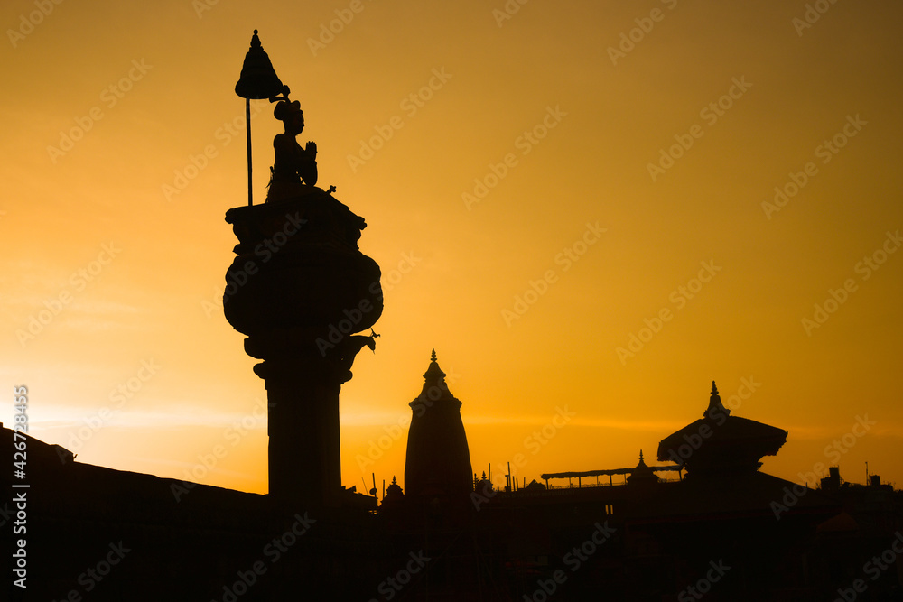 silhouette of the statue, Bhaktapur durbar squper