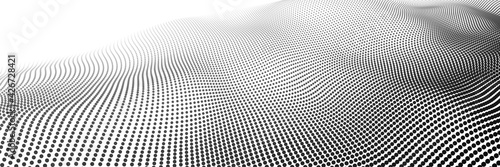 Abstract white wave with moving dots. Flow of particles. Vector cyber technology illustration.