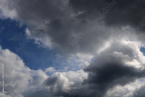 Stormy sky with gray clouds before the rain. Weather forecast concept