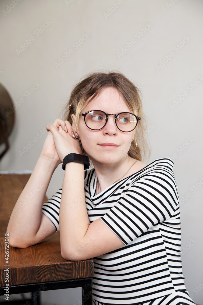 Smart high school girl with glasses Smart high school girl with glasses