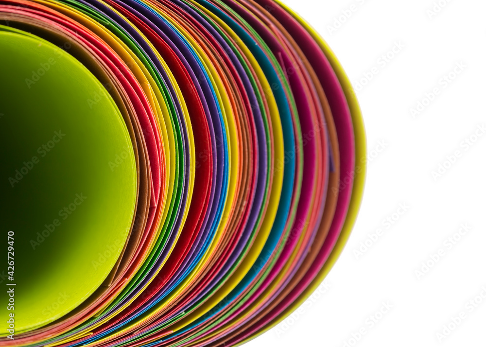 Rolled color paper sheets abstract macro view Rolled color paper sheets abstract macro view
