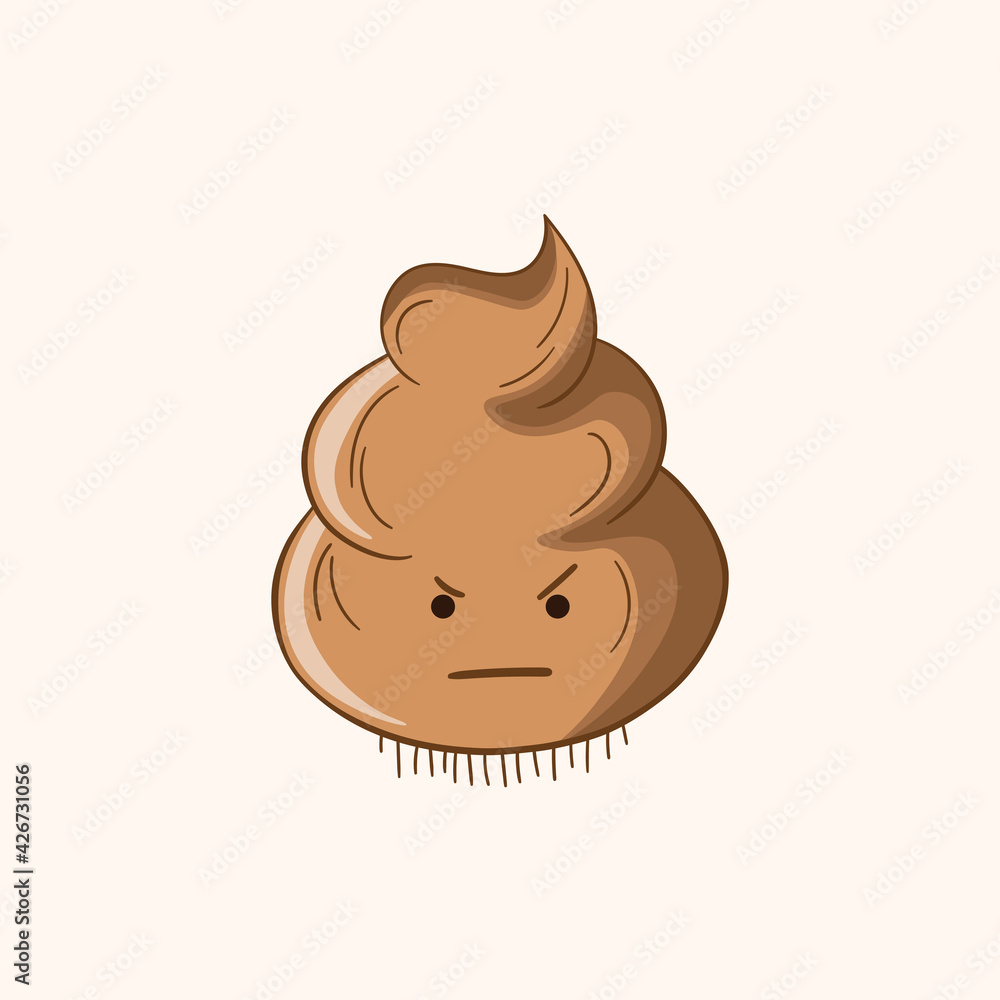 Cartoon poo, template feces icon. Kawaii poop isolated on white background. Shit pattern, evil turd. Vector illustration for invitation, poster, card, fabric, textile. Doodle style Cartoon poo, template feces icon. Kawaii poop isolated on white background. Shit pattern, evil turd. Vector illustration for invitation, poster, card, fabric, textile. Doodle style