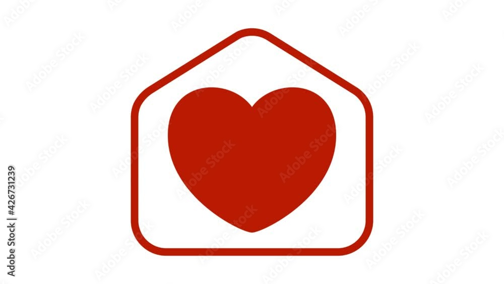 Heart house animation. Simple love heart shape with home icon motion animation. 4k video with alpha matte channel Heart house animation. Simple love heart shape with home icon motion animation. 4k video with alpha matte channel