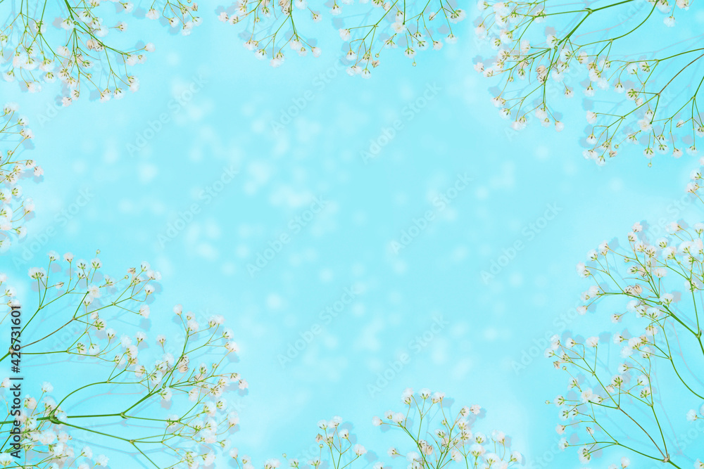 Abstract floral background. Frame made of flowers. Natural pattern.