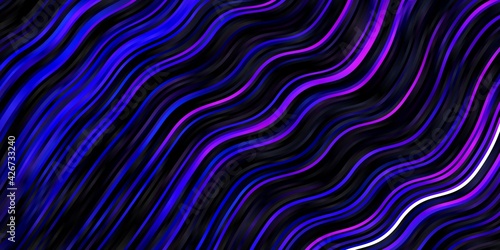 Dark Pink, Blue vector background with bent lines.