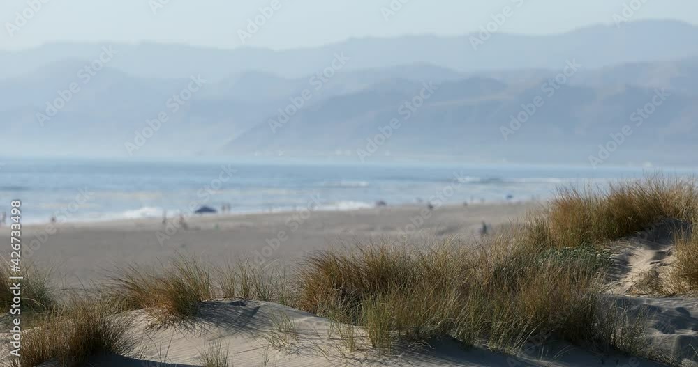 Sunset view of sand dunes along the coast of Oxnard, California, USA. Sunset view of sand dunes along the coast of Oxnard, California, USA.