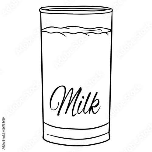 Milk in a glass beaker. Milk products. Fresh milk. Farm products.