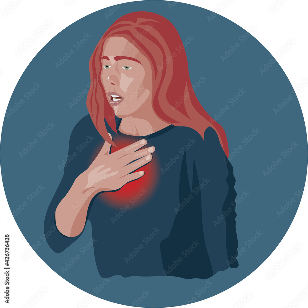 Girl with chest pain, shortness of breath, difficulty in breathing