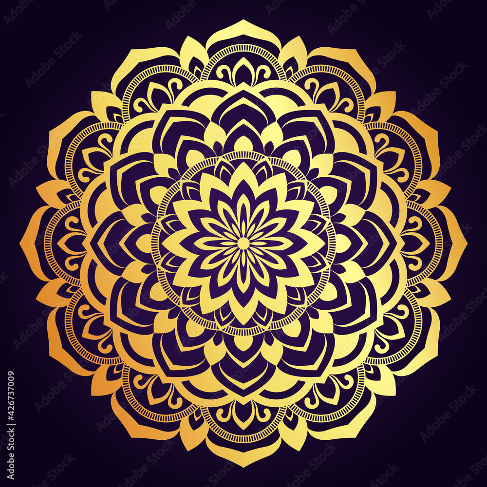 Fototapeta premium Golden Mandala Background Design Template