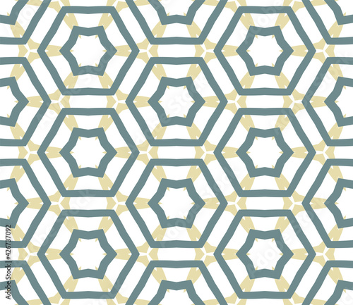 Abstract fantasy creative thin line hexagon based geometric seamless pattern. Creative mosaic, tile background.