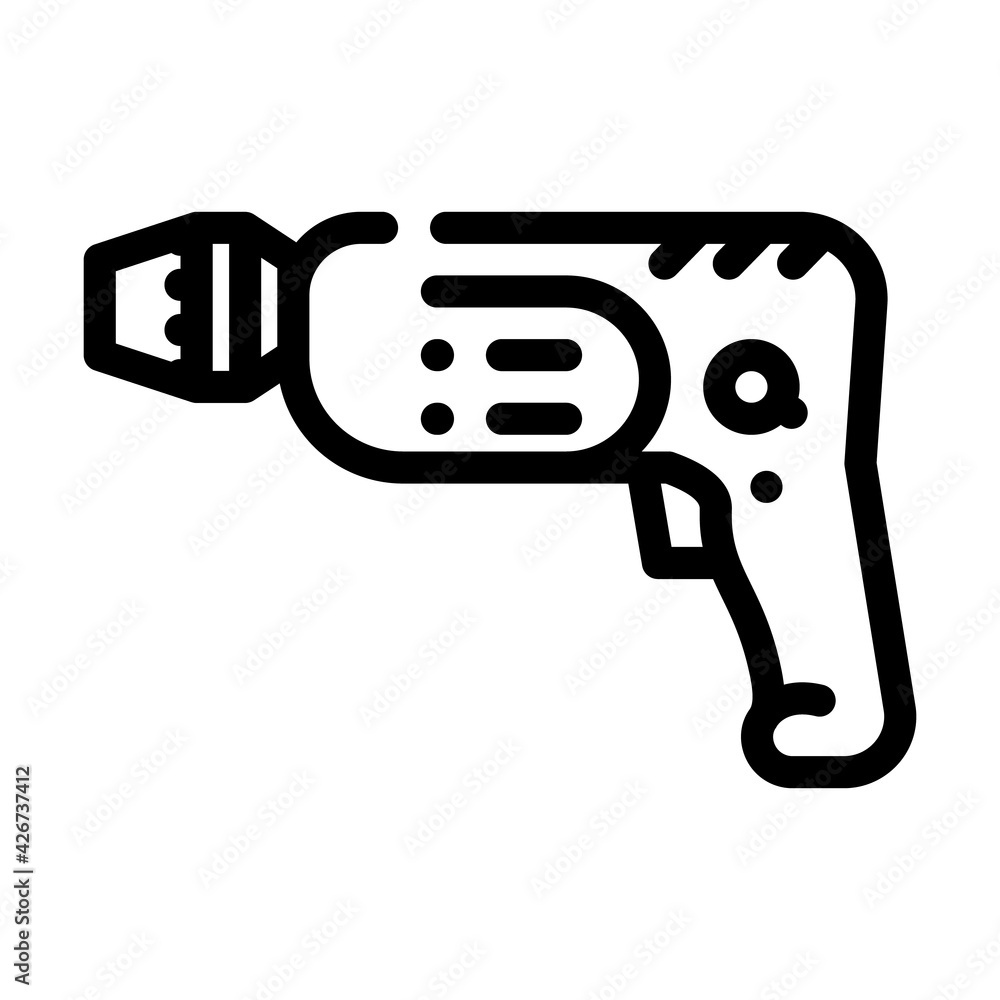 drill tool line icon vector. drill tool sign. isolated contour symbol black illustration drill tool line icon vector. drill tool sign. isolated contour symbol black illustration