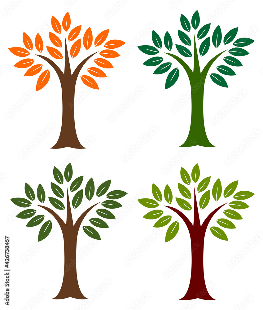 Fototapeta premium Set of vector trees