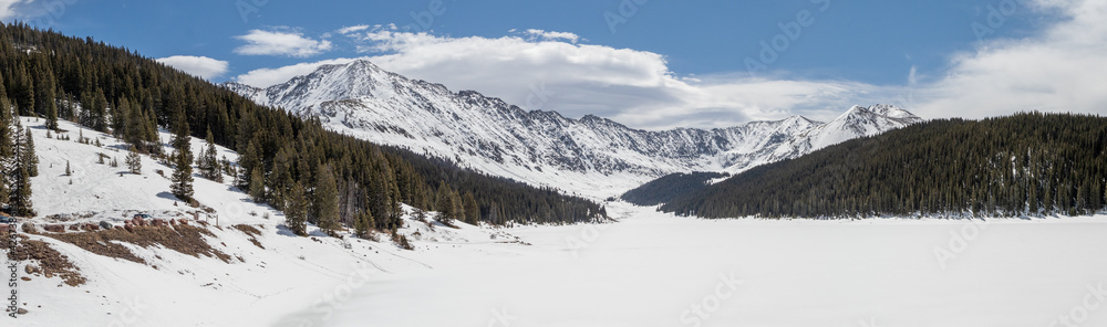Panoramic of Valley in Rocky Mountains 